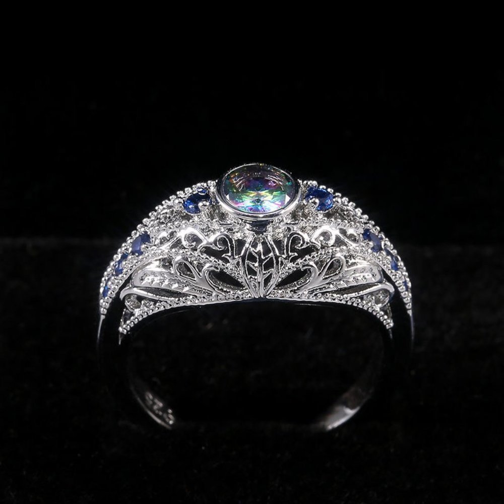 🔥 Colorful Gem Royal Blue Zircon Anillos Vintage Luxury Rings Women, PD1…
